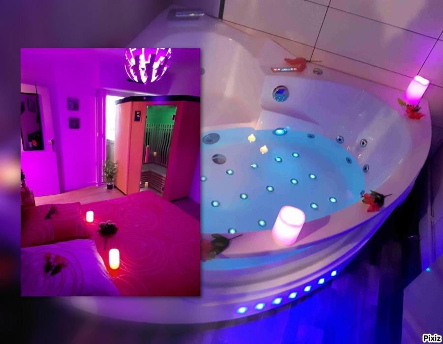 Luxe Sauna Privatif Et Grand Bain Jacuzzi A Deux A Biscarosse Plage Pour Nuit Romantique Avec Decoration Led Et Bougies 比斯卡罗斯 外观 照片